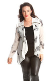 Coral Chiffon Butterfly Print Sheer Cardigan Top For Women 22-24 - Dropwear