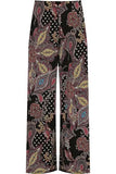 Plus Size Wine Paisley Print Wide Leg Palazzo Trouser For Women  - Dropwear