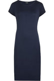 Plain Short Sleeve Jersey Midi Dress For Women  - Dropwear