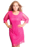 Black Floral Lace Lined 3/4 Sleeve Dress For Women 30-32 - Dropwear