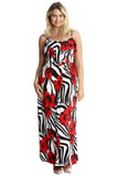 Red Plus Size Tank Top Floral Maxi Dress For Women 26-28 - Dropwear