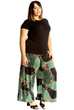 Green Leopard Chain Plus Size Green Leopard Chain Print Palazzo Trouser For Women 24-26 - Dropwear