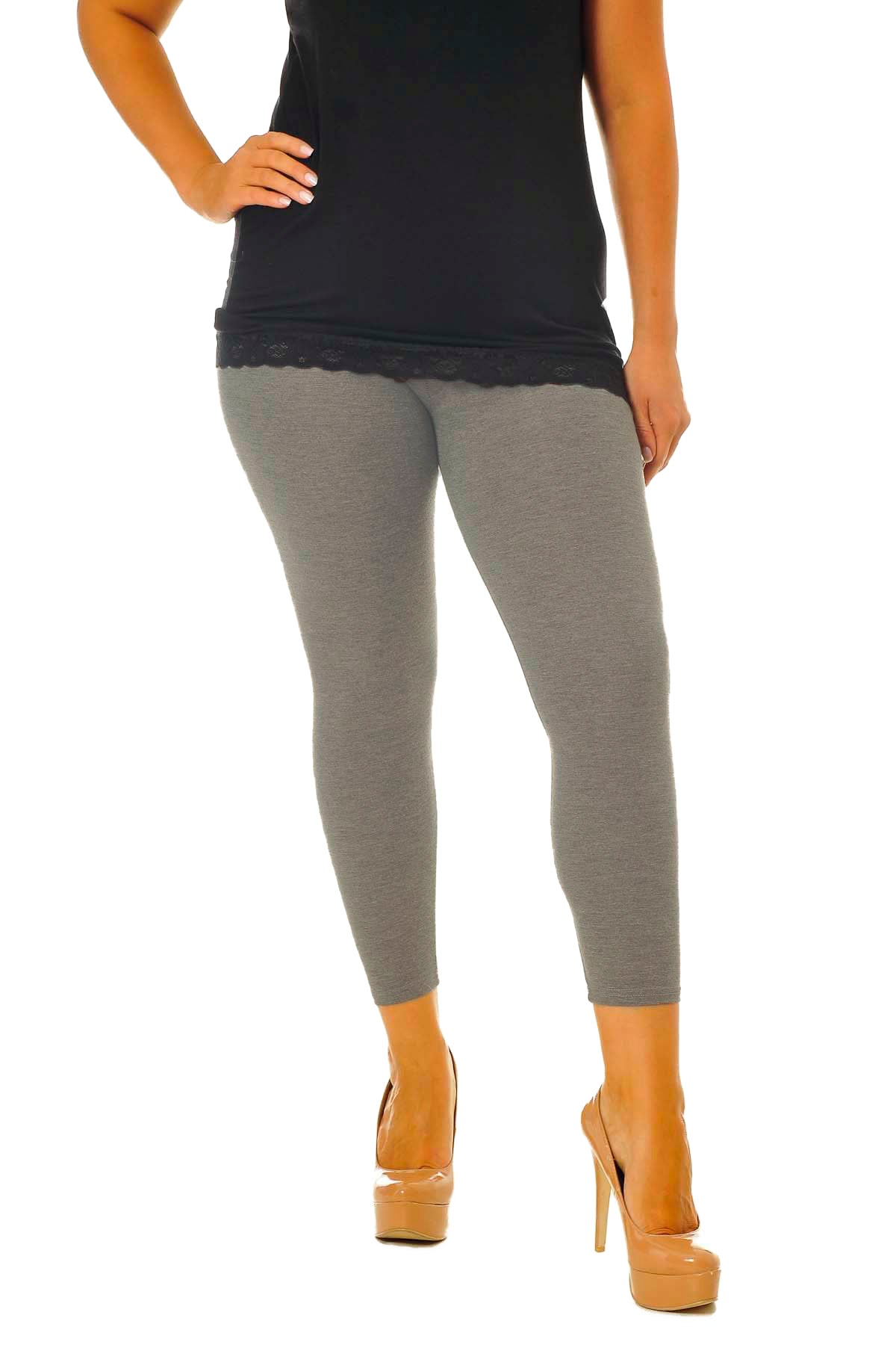 Mustard Plus Size Plain Long Leggings For Women 24-26 - Dropwear