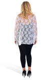 White Floral Lace Open Cardigan Waterfall Top For Women 26-82 - Dropwear