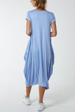 Light Blue Cap Sleeve Plain Parachute Dress For Women ONE SIZE - Dropwear