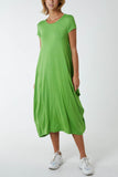 Light Grey Cap Sleeve Plain Parachute Dress For Women ONE SIZE - Dropwear