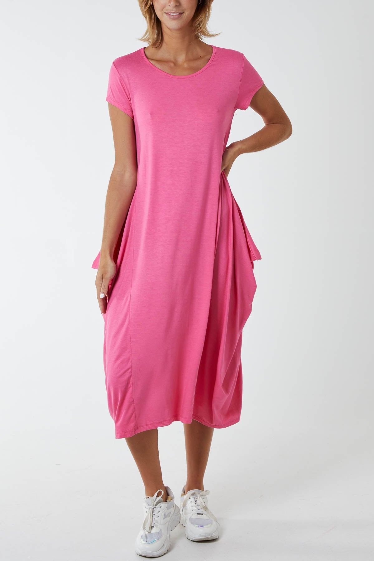 Cap Sleeve Plain Parachute Dress For Women  - Dropwear