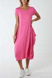 Cap Sleeve Plain Parachute Dress For Women  - Dropwear