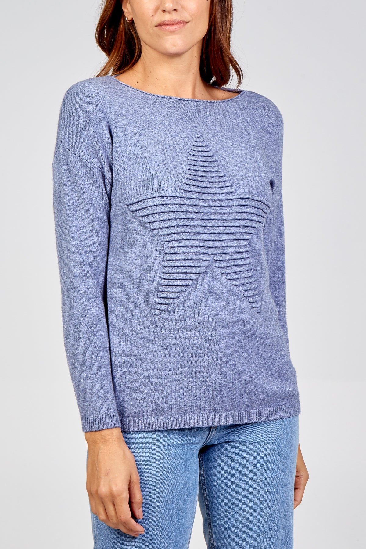 Jade Ribbed Star Jumper For Women ONE SIZE - Dropwear