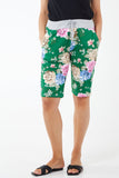 Jade Green Drawstring Waist Floral Shorts For Women 8 - Dropwear
