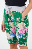 Jade Green Drawstring Waist Floral Shorts For Women 10 - Dropwear