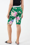 Jade Green Drawstring Waist Floral Shorts For Women 12 - Dropwear