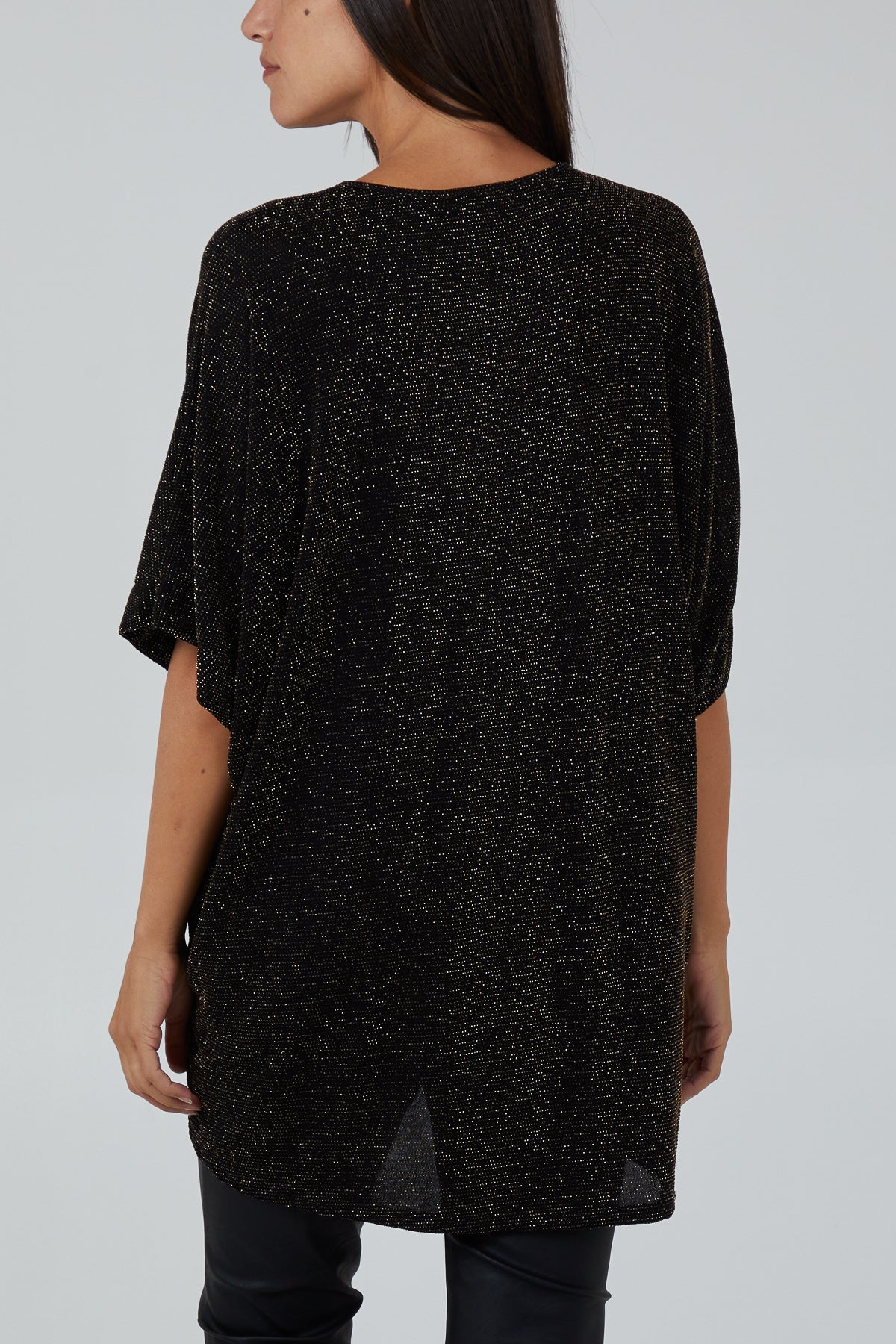 Glitter Lurex Twist Front Oversized Blouse For Women  - Dropwear