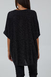 Glitter Lurex Twist Front Oversized Blouse For Women  - Dropwear