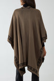 Reversible Geometric Trim Fine Knitted Cape For Women  - Dropwear