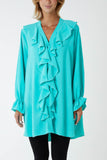 Lilac Flounce Poly Crepe Oversized Shirt For Women ONE SIZE - Dropwear