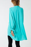 Hot Pink Flounce Poly Crepe Oversized Shirt For Women ONE SIZE - Dropwear