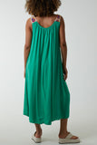 White Crochet Sleeve Scoop Neck Midi Dress For Women ONE SIZE - Dropwear
