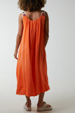 Crochet Sleeve Scoop Neck Midi Dress For Women  - Dropwear