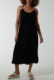 Crochet Sleeve Scoop Neck Midi Dress For Women  - Dropwear