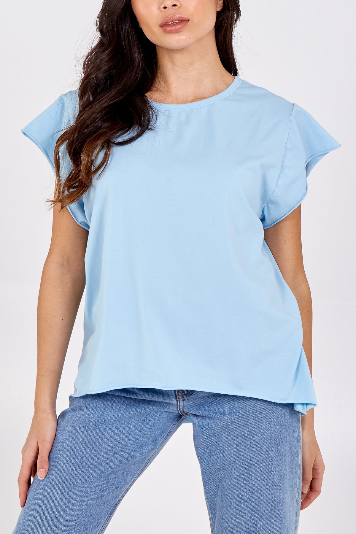 Cap Sleeve High Low Rolled Edge Top For Women  - Dropwear