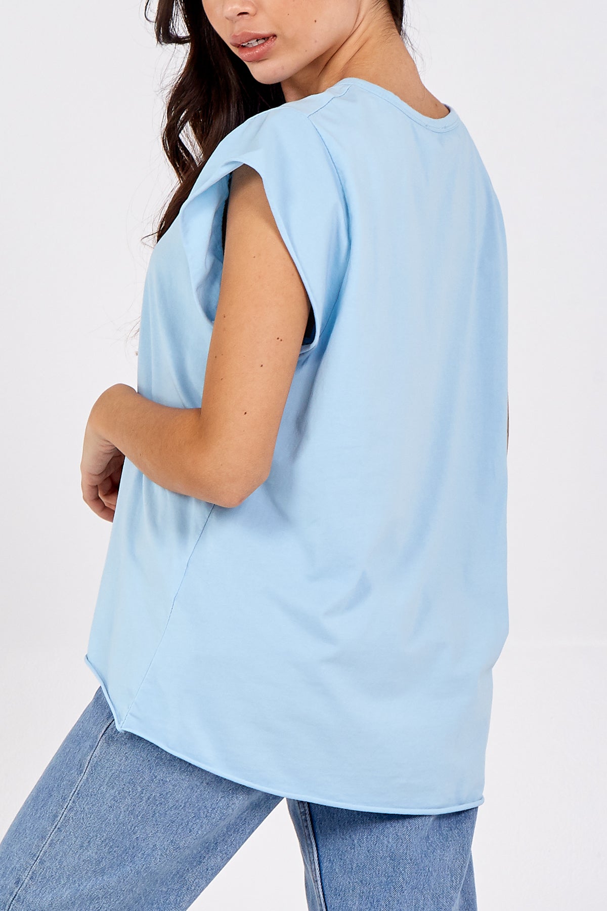 Cap Sleeve High Low Rolled Edge Top For Women  - Dropwear