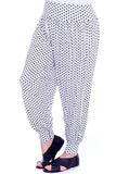 White Spot Plus Size Polka Dot Print Harem Trouser For Women 16-18 - Dropwear