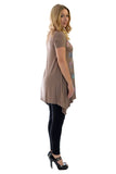 Purple Butterfly Hanky Hem Short Sleeve Top For Women 22-24 - Dropwear