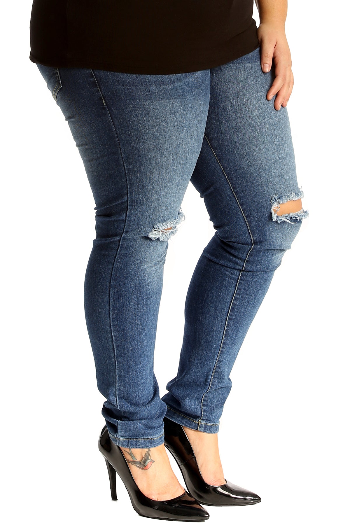 White Straight Leg Ripped Jeans For Women 16 - Dropwear