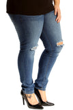 White Straight Leg Ripped Jeans For Women 16 - Dropwear