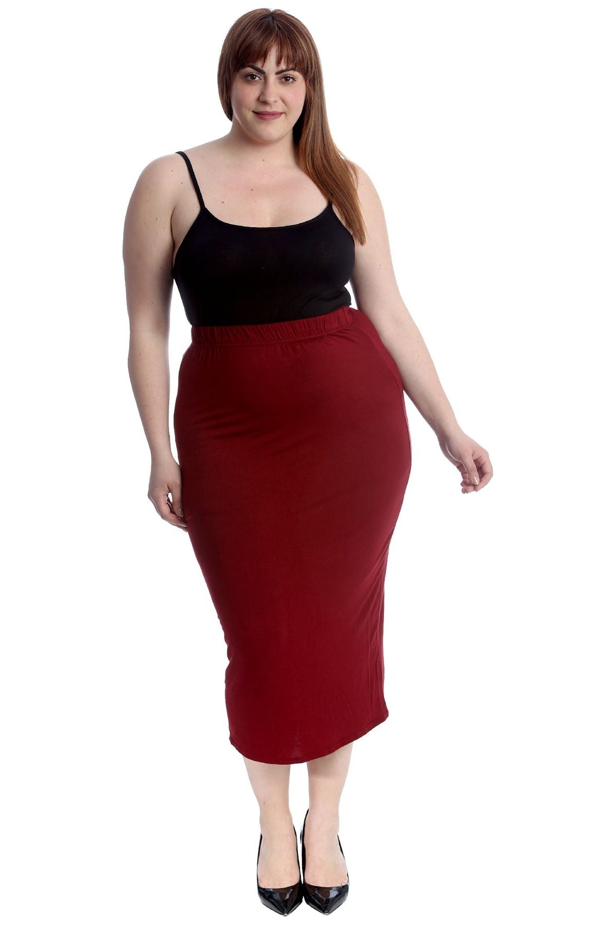 Teal Plus Size Plain Long Ladies Stretch Maxi Skirt For Women 14 - Dropwear