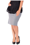 Wine Plus Size Plain Ponte Pencil Skirt For Women 20-22 - Dropwear