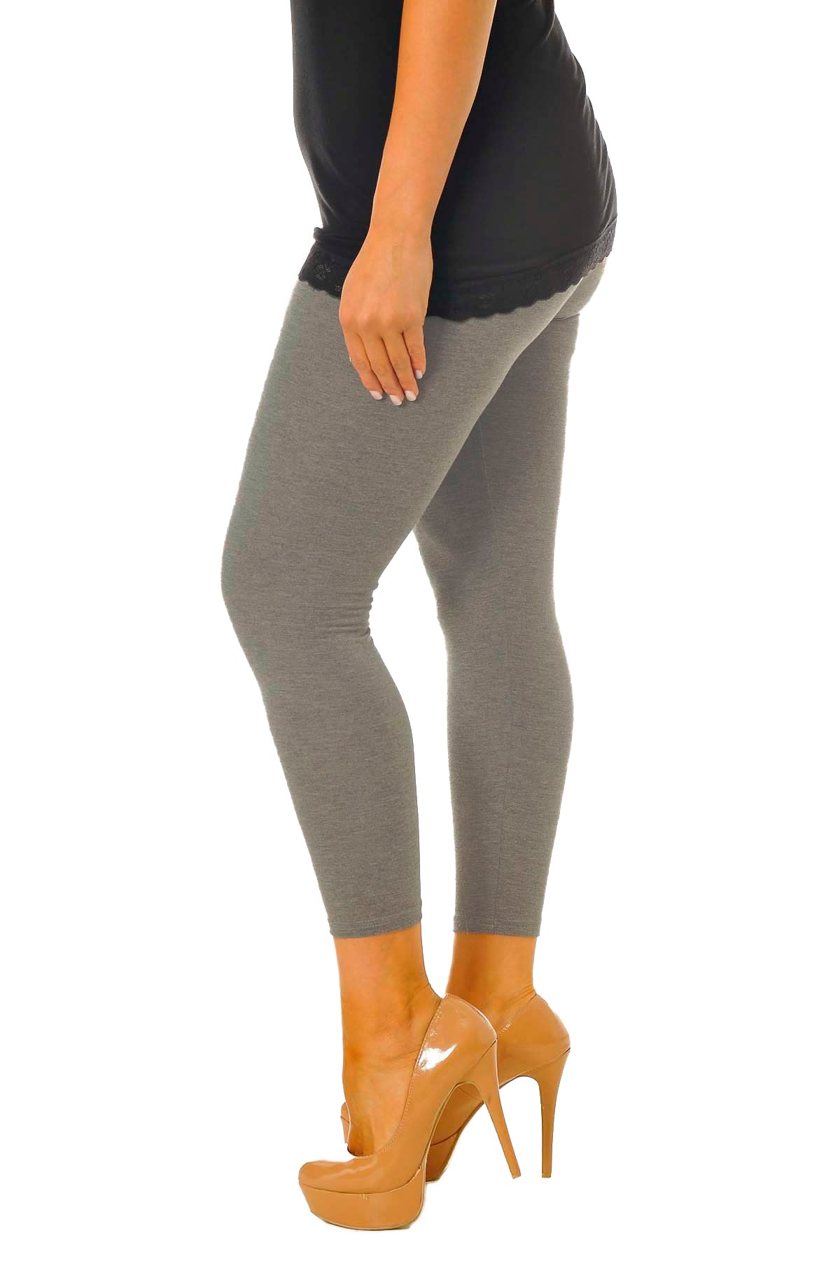 Purple Plus Size Plain Long Leggings For Women 16-18 - Dropwear