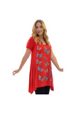 Butterfly Hanky Hem Short Sleeve Top For Women  - Dropwear