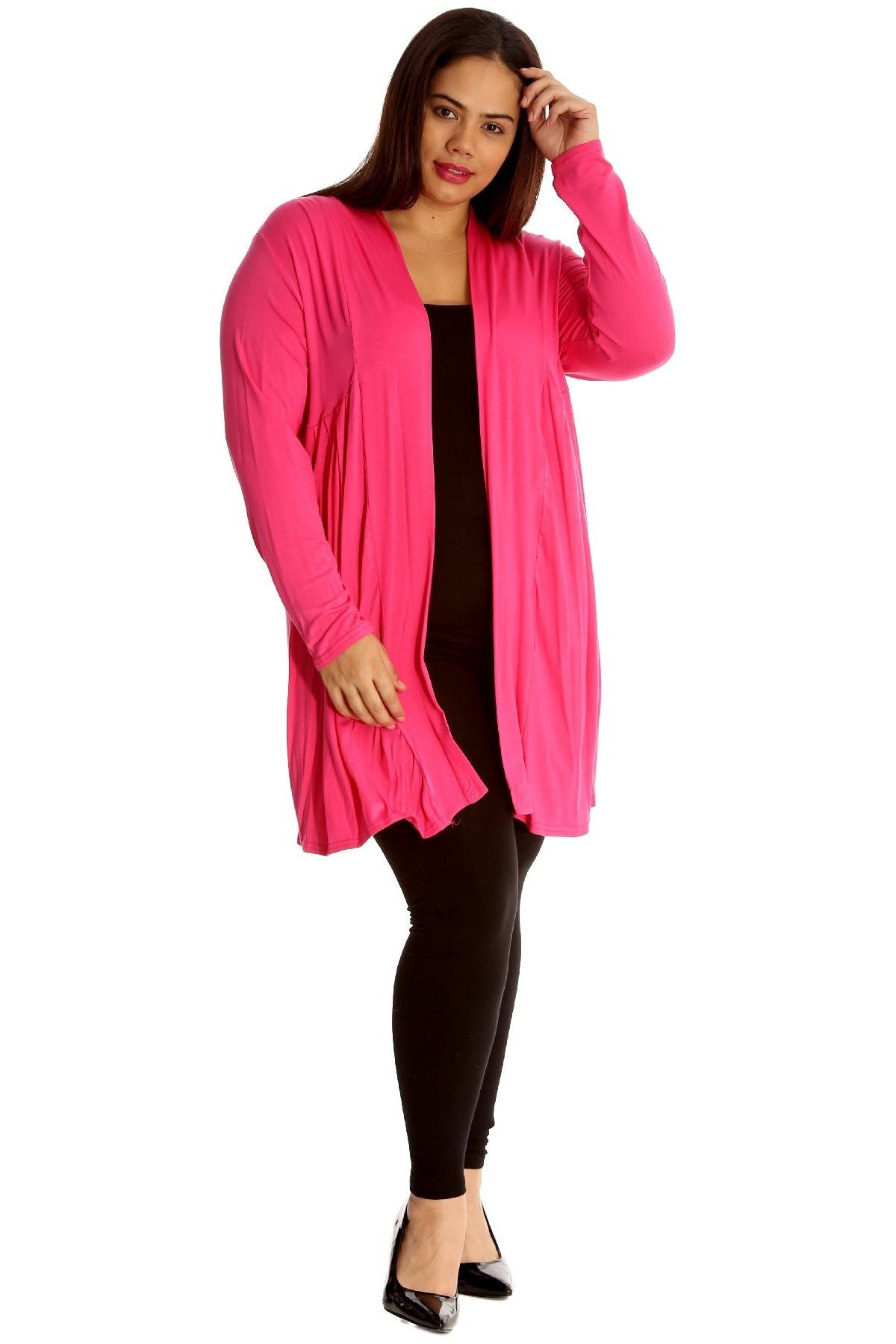 Electric Blue Plus Size Lace Back Open Pleated Cardigan For Women 20-22 - Dropwear