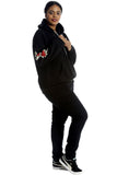 Black Embroidered Pouch Pocket Sweatshirt For Women 18-20 - Dropwear