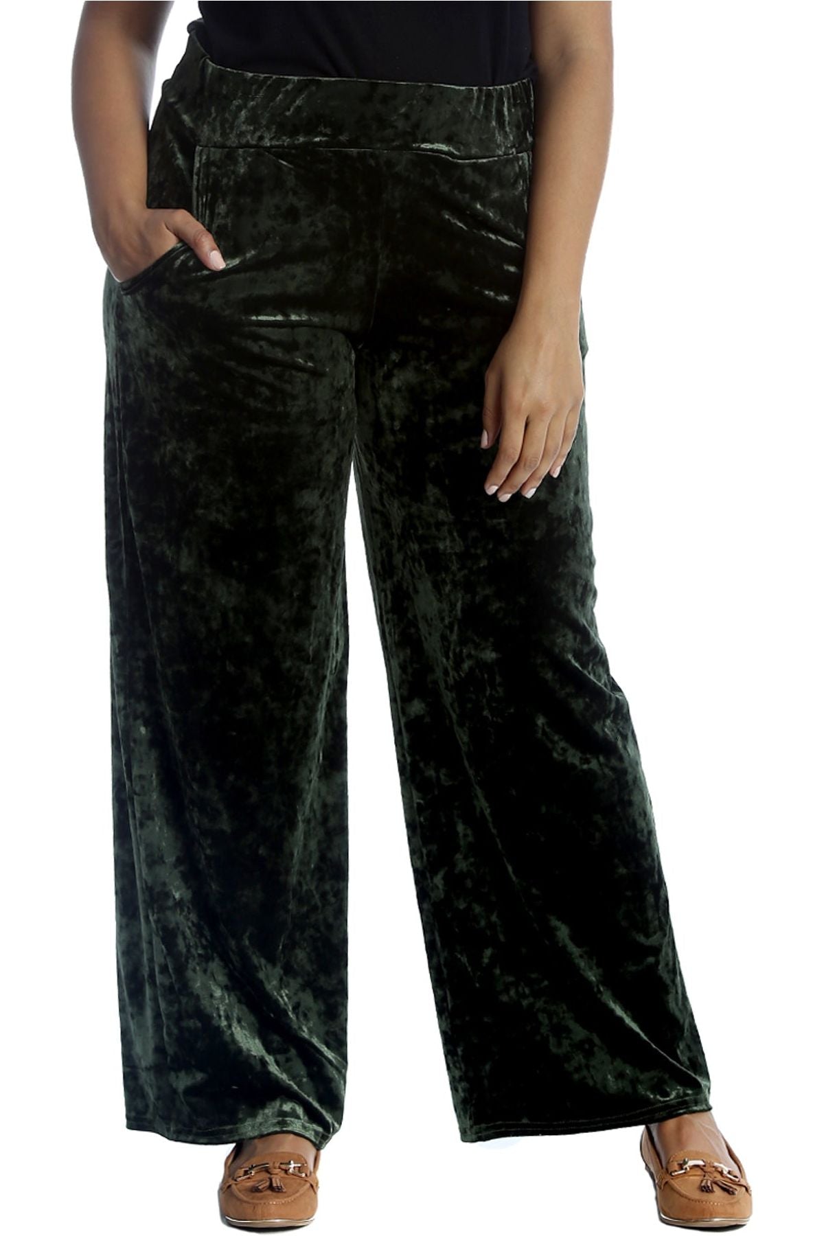 Royal Blue Velour Velvet Wide Flared Leg Pocket Palazzo For Women 12-14 - Dropwear