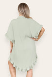 OverSized Italian Gold Button Pleated Frill Ruffle Dress Top For Women  - Dropwear