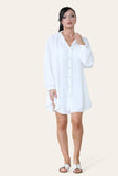 Sky Blue Oversized Long Sleeve Gold Sequin Eye ButtonÂ UpÂ Shirt For Women ONE SIZE (8-16) - Dropwear