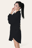 Royal Blue Oversized Long Sleeve Gold Sequin Eye ButtonÂ UpÂ Shirt For Women ONE SIZE (8-16) - Dropwear