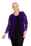 Black Floral Lace Open Cardigan Waterfall Top For Women 20 - Dropwear