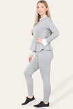Peplum Frill Neck Suit Pleated Lounge Wear Set For Women  - Dropwear
