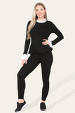 Peplum Frill Neck Suit Pleated Lounge Wear Set For Women  - Dropwear