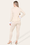 Grey Peplum Frill Neck Suit Pleated Lounge Wear Set For Women 12-14 - Dropwear