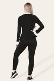 Peplum Frill Neck Suit Pleated Lounge Wear Set For Women  - Dropwear