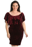 Black Plus Size Velvet Frill Top Midi Dress For Women 20 - Dropwear