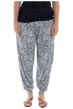 Black White Animal Animal Print Harem Trousers For Women 12-14 - Dropwear