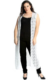 Royal Blue Floral Lace Open Top Long Cardigan For Women 22-24 - Dropwear