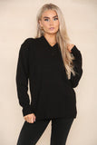 Black V Neck Cable Knitted Jumper For Women 14 - Dropwear