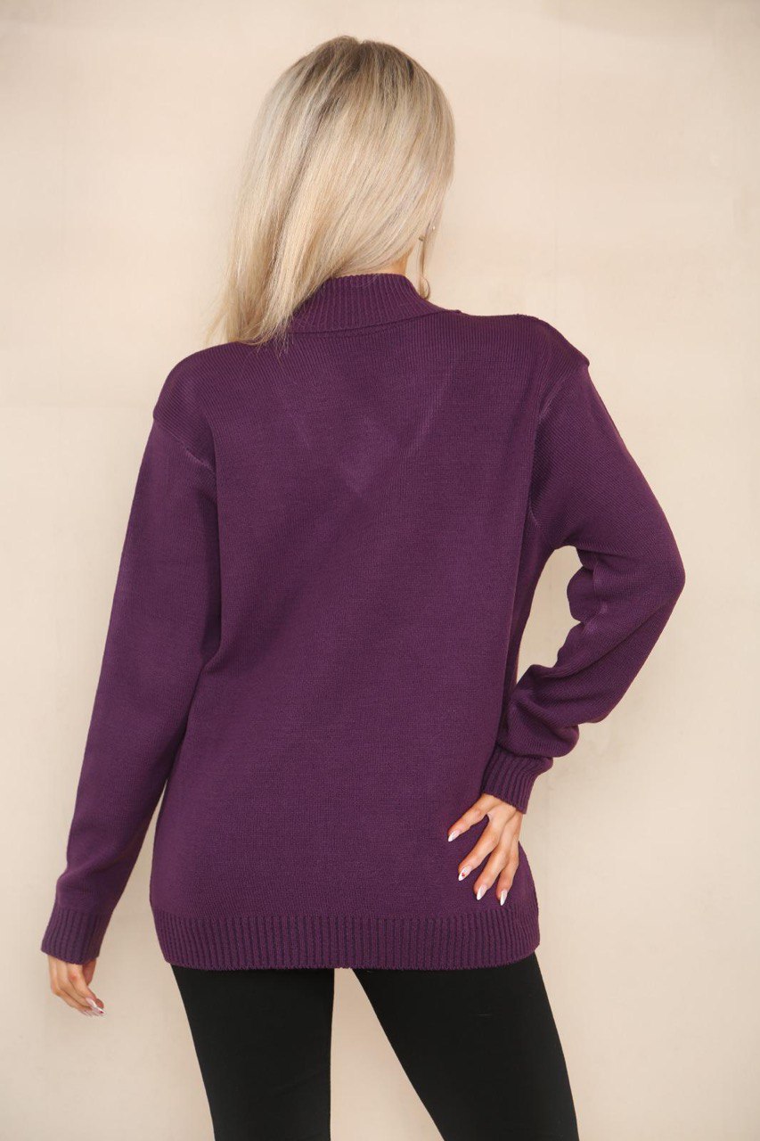 Red V Neck Cable Knitted Jumper For Women 12 - Dropwear